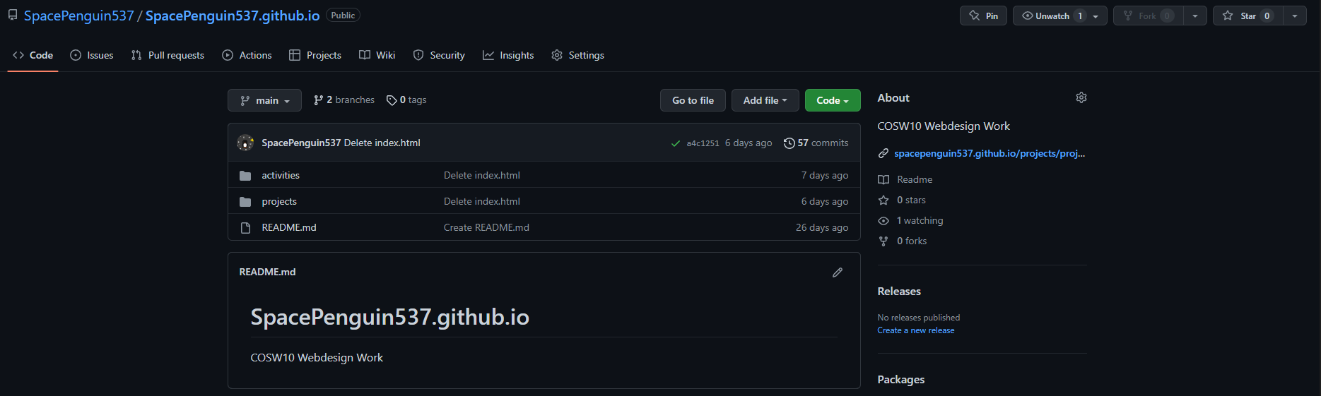 Screenshot of GitHub page