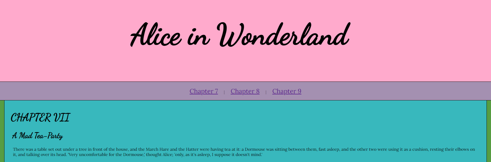 Screenshot of Alice in Wonderland E-Book: Chapter 7