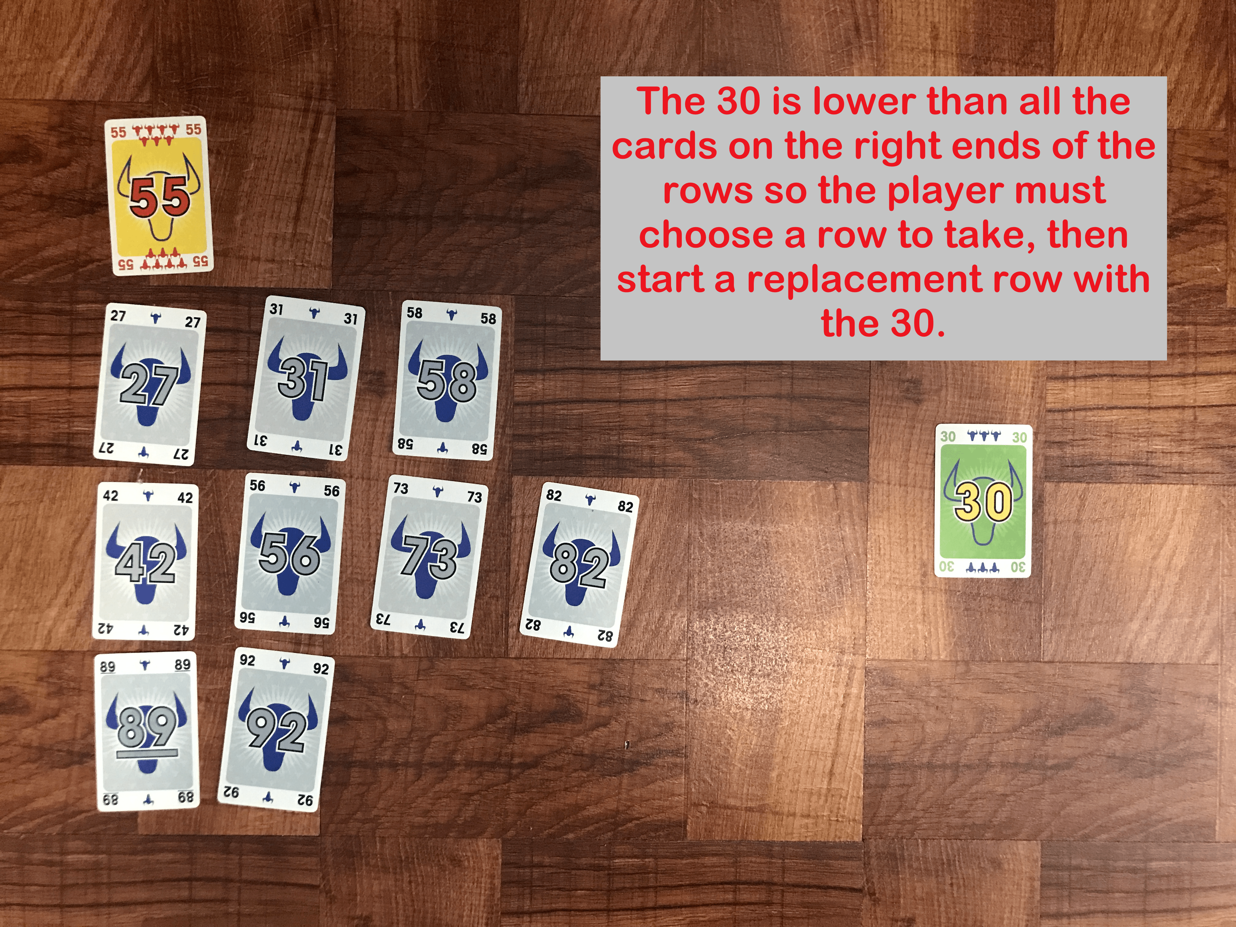 30 card played, too low for any row