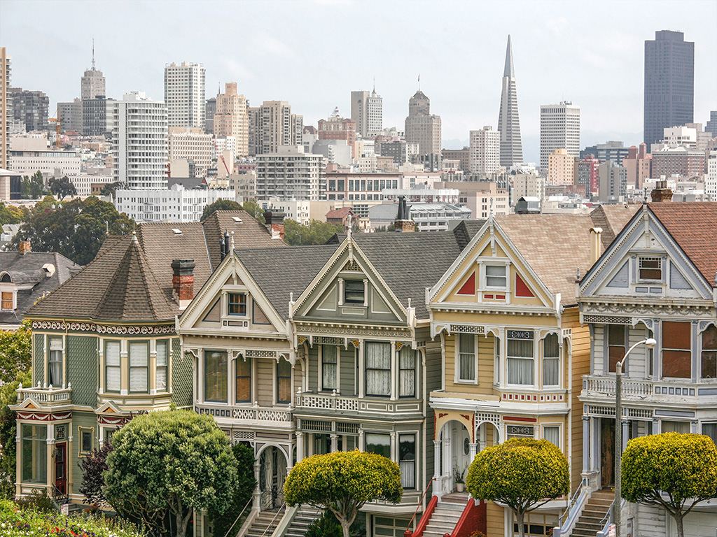 Painted Ladies: Multiple colorful Victorain houses side by side